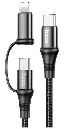 Hoco X50 2-in-1 USB-C naar USB-C / Apple Lightning 1 Meter Zwart afbeelding 1