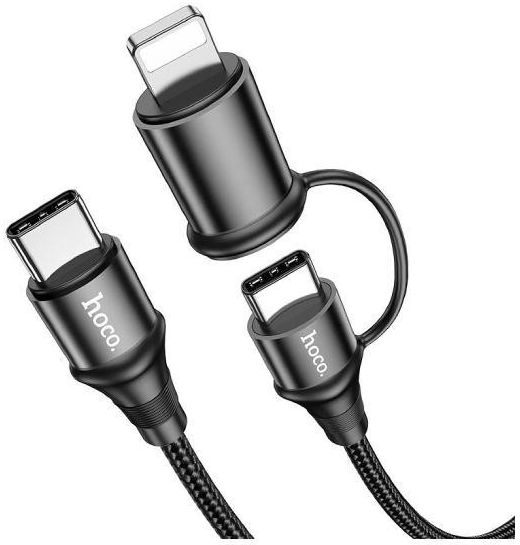 Hoco X50 2-in-1 USB-C naar USB-C / Apple Lightning 1 Meter Zwart afbeelding 2