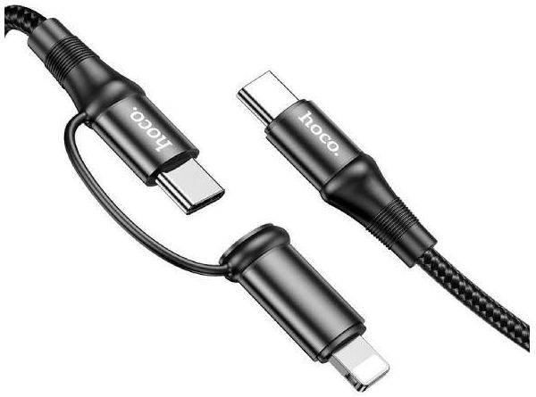 Hoco X50 2-in-1 USB-C naar USB-C / Apple Lightning 1 Meter Zwart afbeelding 3