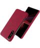 Sony Xperia 1 III Hoesje Hard Plastic Stof Textuur Back Cover Rood