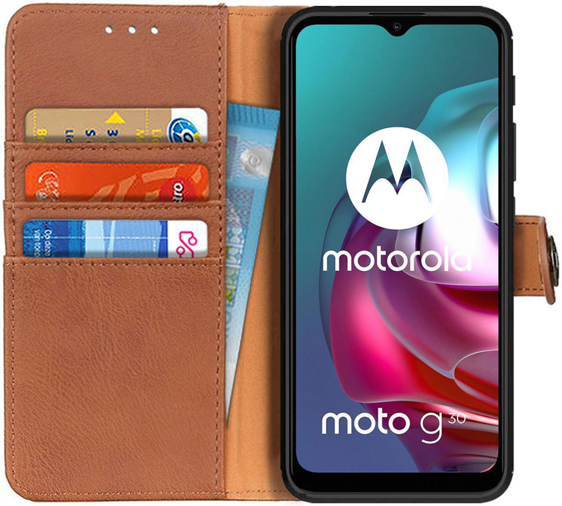 KHAZNEH Motorola G10 / G20 / G30 Hoesje Portemonnee Book Case Bruin afbeelding 1