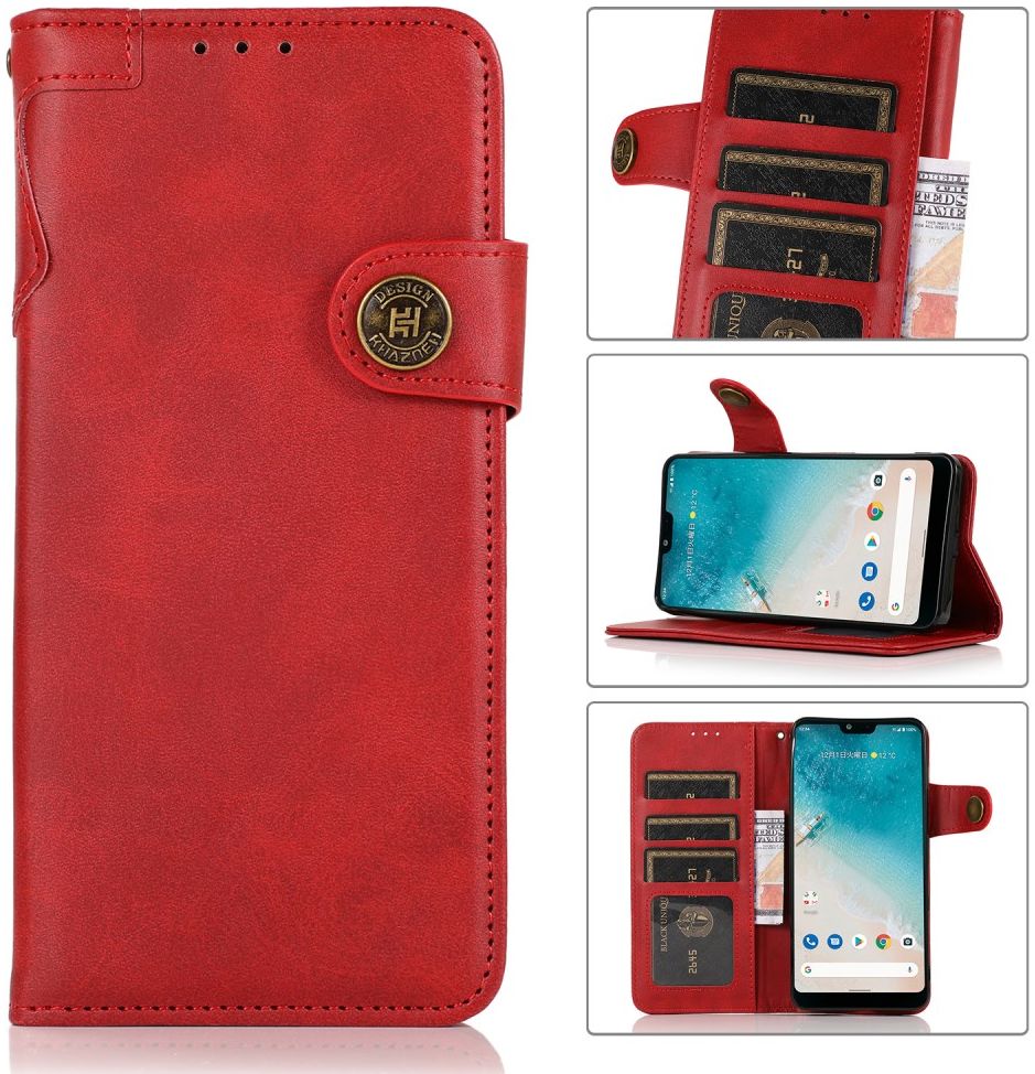 Motorola Moto G100 Hoesje Portemonnee met Drukknoop Sluiting Rood afbeelding 9