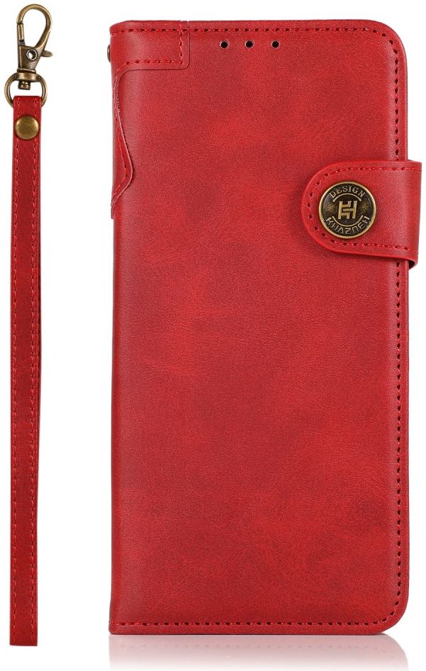 Motorola Moto G100 Hoesje Portemonnee met Drukknoop Sluiting Rood afbeelding 1