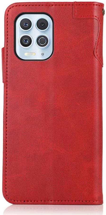 Motorola Moto G100 Hoesje Portemonnee met Drukknoop Sluiting Rood afbeelding 2