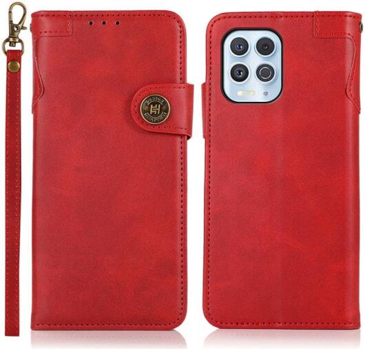 Motorola Moto G100 Hoesje Portemonnee met Drukknoop Sluiting Rood afbeelding 6