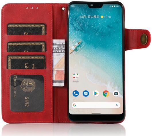 Motorola Moto G100 Hoesje Portemonnee met Drukknoop Sluiting Rood afbeelding 3