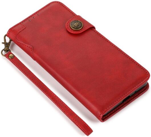 Motorola Moto G100 Hoesje Portemonnee met Drukknoop Sluiting Rood afbeelding 8