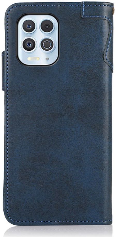 Motorola Moto G100 Hoesje Portemonnee met Drukknoop Sluiting Blauw afbeelding 2
