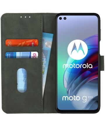 KHAZNEH Motorola Moto G100 Hoesje Retro Wallet Book Case Groen Hoesjes