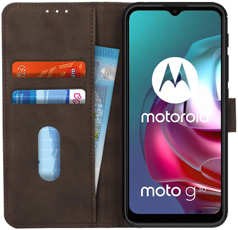 KHAZNEH Motorola Moto G10/G20/G30 Hoesje Retro Wallet Book Case Bruin afbeelding 1