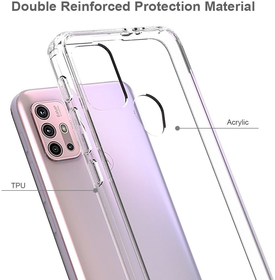 Motorola Moto G10/G20/G30 Hoesje Hybride Armor Back Cover Transparant afbeelding 3