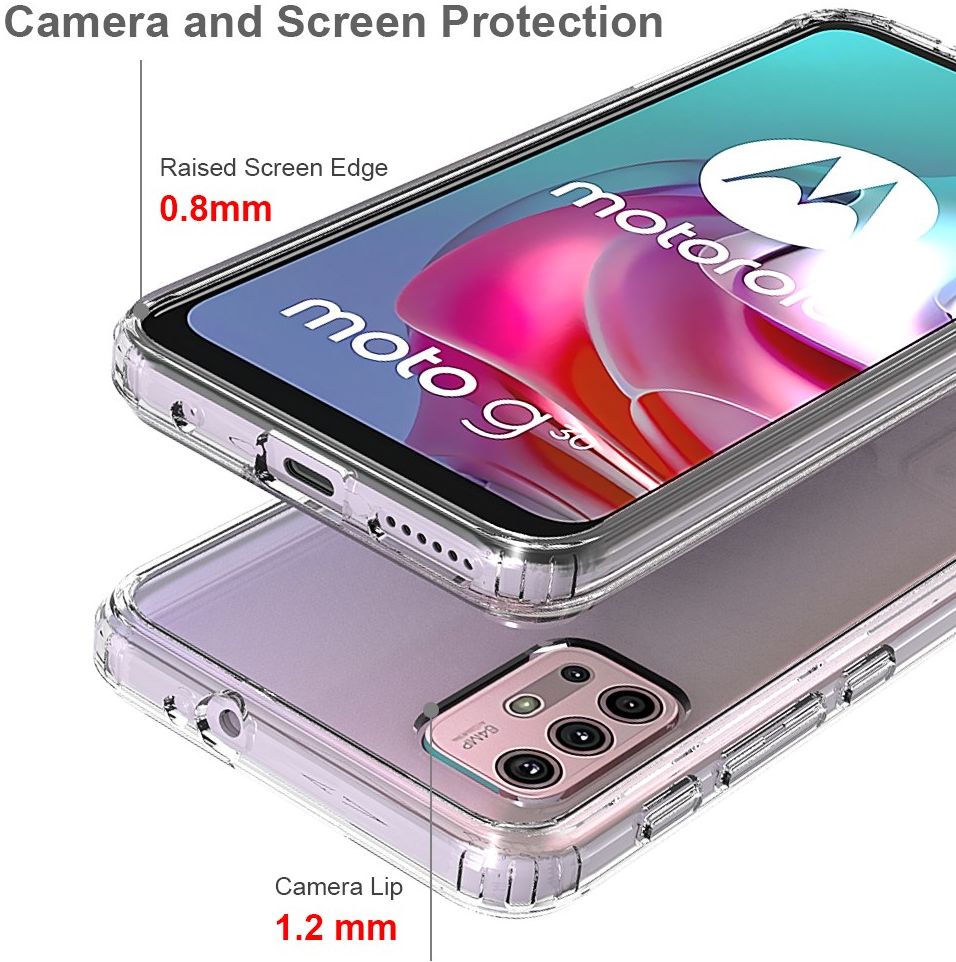 Motorola Moto G10/G20/G30 Hoesje Hybride Armor Back Cover Transparant afbeelding 4