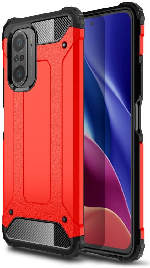 Xiaomi Poco F3 / Mi 11i Hoesje Shock Proof Hybride Back Cover Rood afbeelding 1