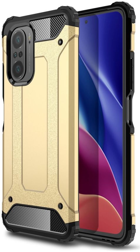 Xiaomi Poco F3 / Mi 11i Hoesje Shock Proof Hybride Back Cover Goud afbeelding 1