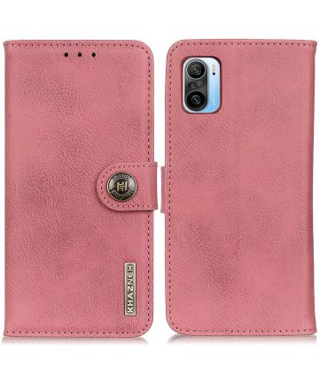 Xiaomi Poco F3 / Mi 11i Hoesje Portemonnee met Drukknoop Roze Hoesjes