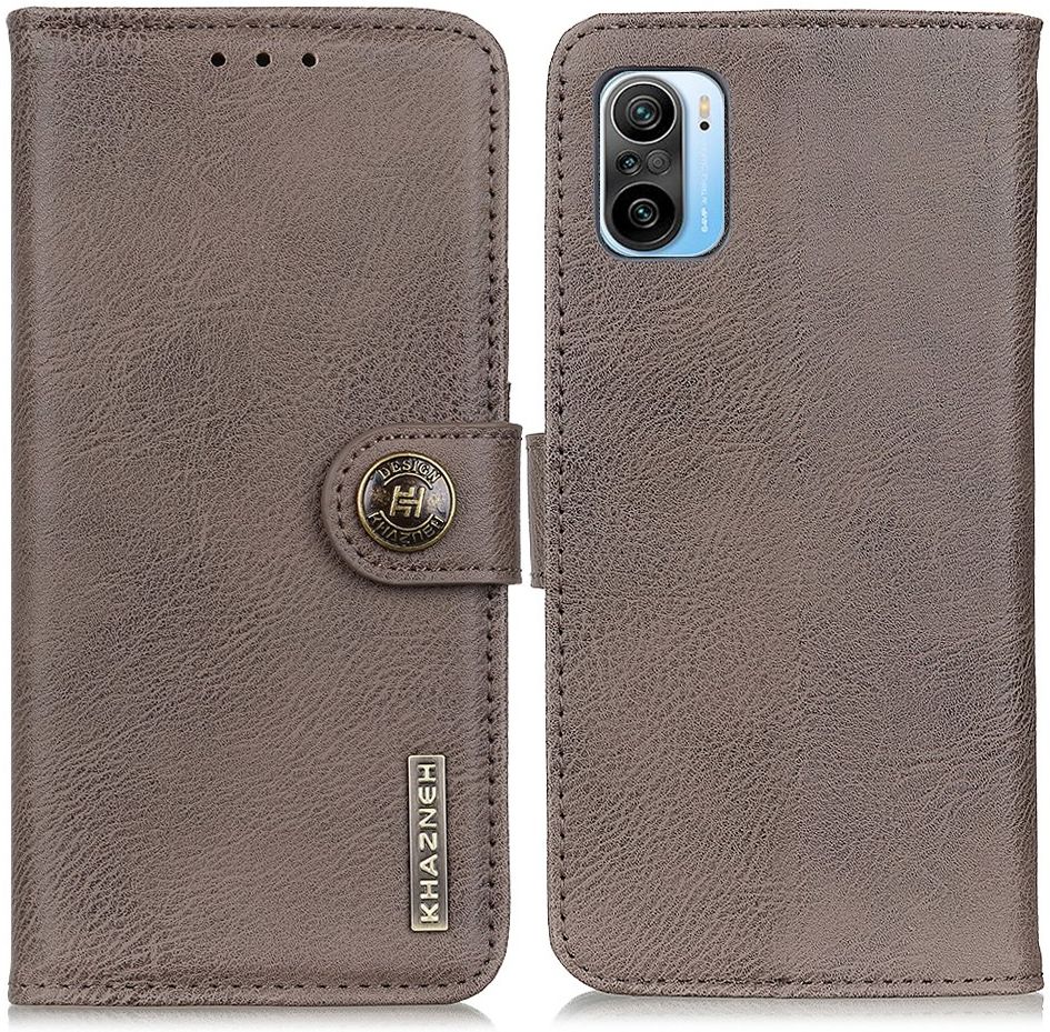 Xiaomi Poco F3 / Mi 11i Hoesje Portemonnee met Drukknoop Grijs afbeelding 1