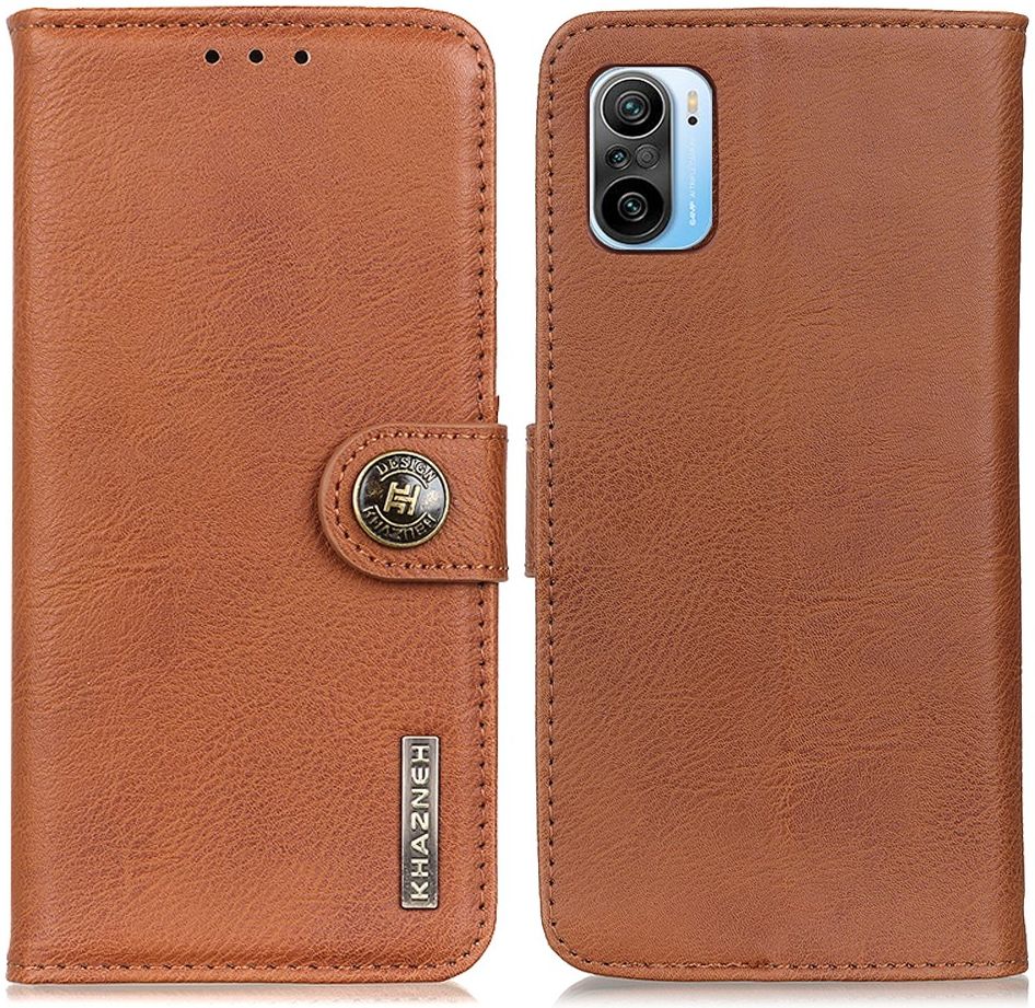 Xiaomi Poco F3 / Mi 11i Hoesje Portemonnee met Drukknoop Bruin afbeelding 1