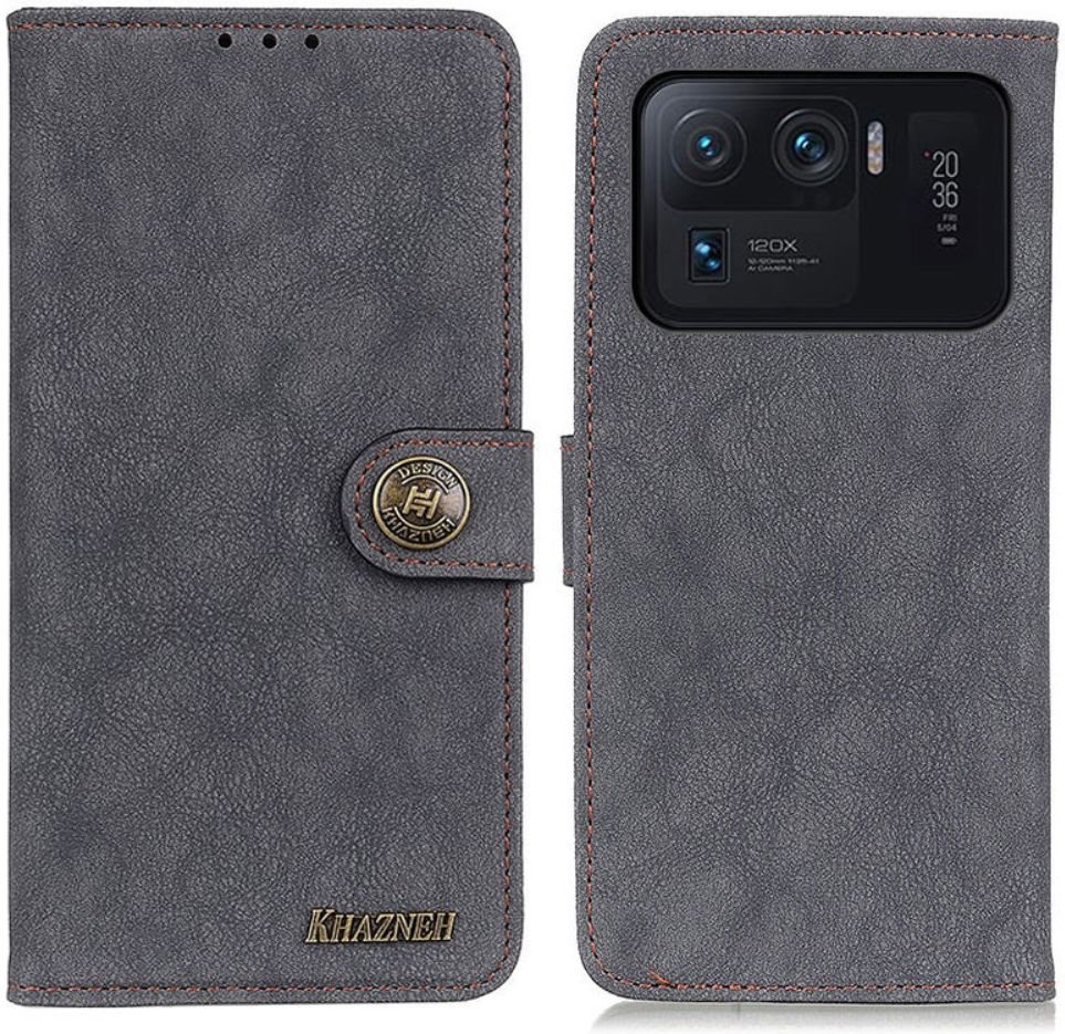 KHAZNEH Xiaomi Mi 11 Ultra Hoesje Retro Portemonnee Book Case Grijs afbeelding 4