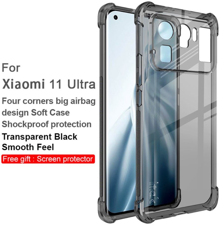Xiaomi Mi 11 Ultra Hoesje TPU met Screen Protector Transparant Zwart afbeelding 5