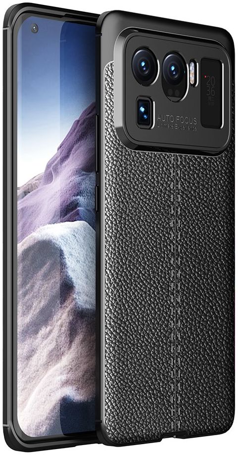 Xiaomi Mi 11 Ultra Hoesje TPU met Litchi Leren Textuur Zwart afbeelding 1