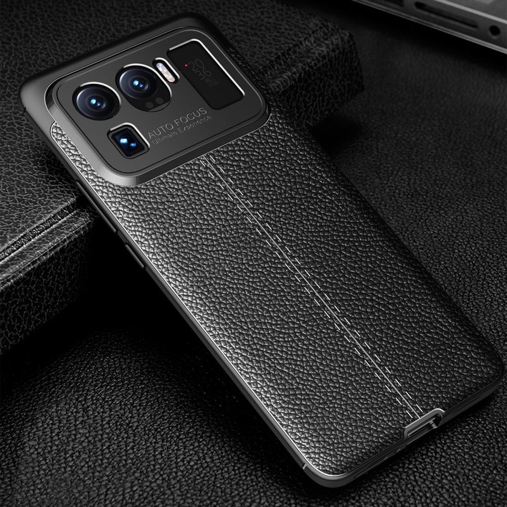 Xiaomi Mi 11 Ultra Hoesje TPU met Litchi Leren Textuur Zwart afbeelding 2