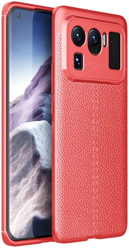 Xiaomi Mi 11 Ultra Hoesje TPU met Litchi Leren Textuur Rood afbeelding 1