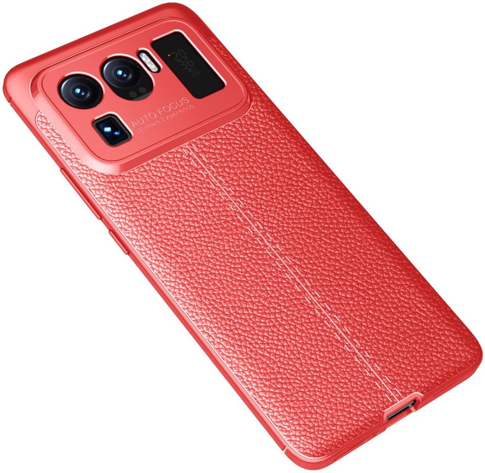 Xiaomi Mi 11 Ultra Hoesje TPU met Litchi Leren Textuur Rood afbeelding 3