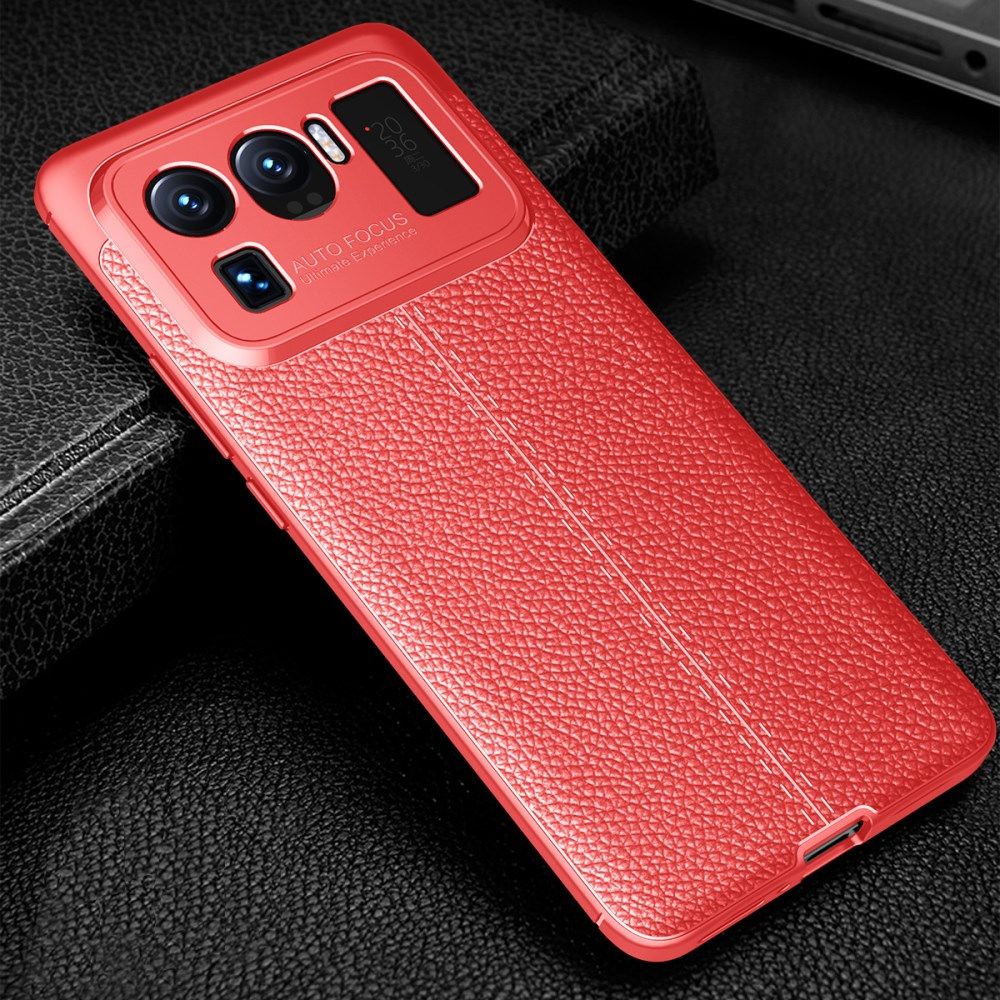 Xiaomi Mi 11 Ultra Hoesje TPU met Litchi Leren Textuur Rood afbeelding 2