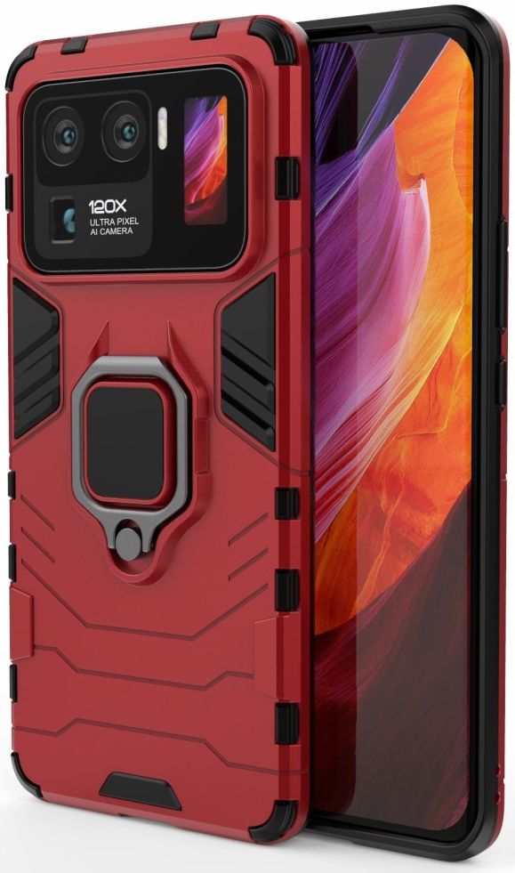 Xiaomi Mi 11 Ultra Hoesje Metalen Magnetische Ring Kickstand Rood afbeelding 2