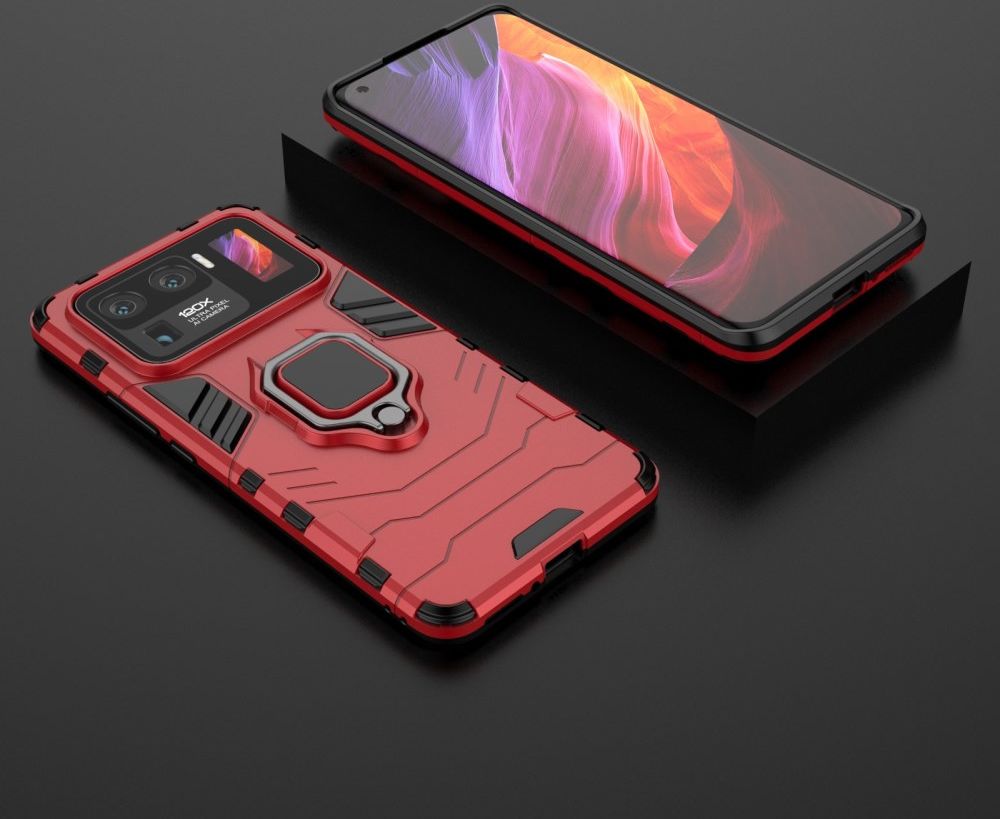 Xiaomi Mi 11 Ultra Hoesje Metalen Magnetische Ring Kickstand Rood afbeelding 3