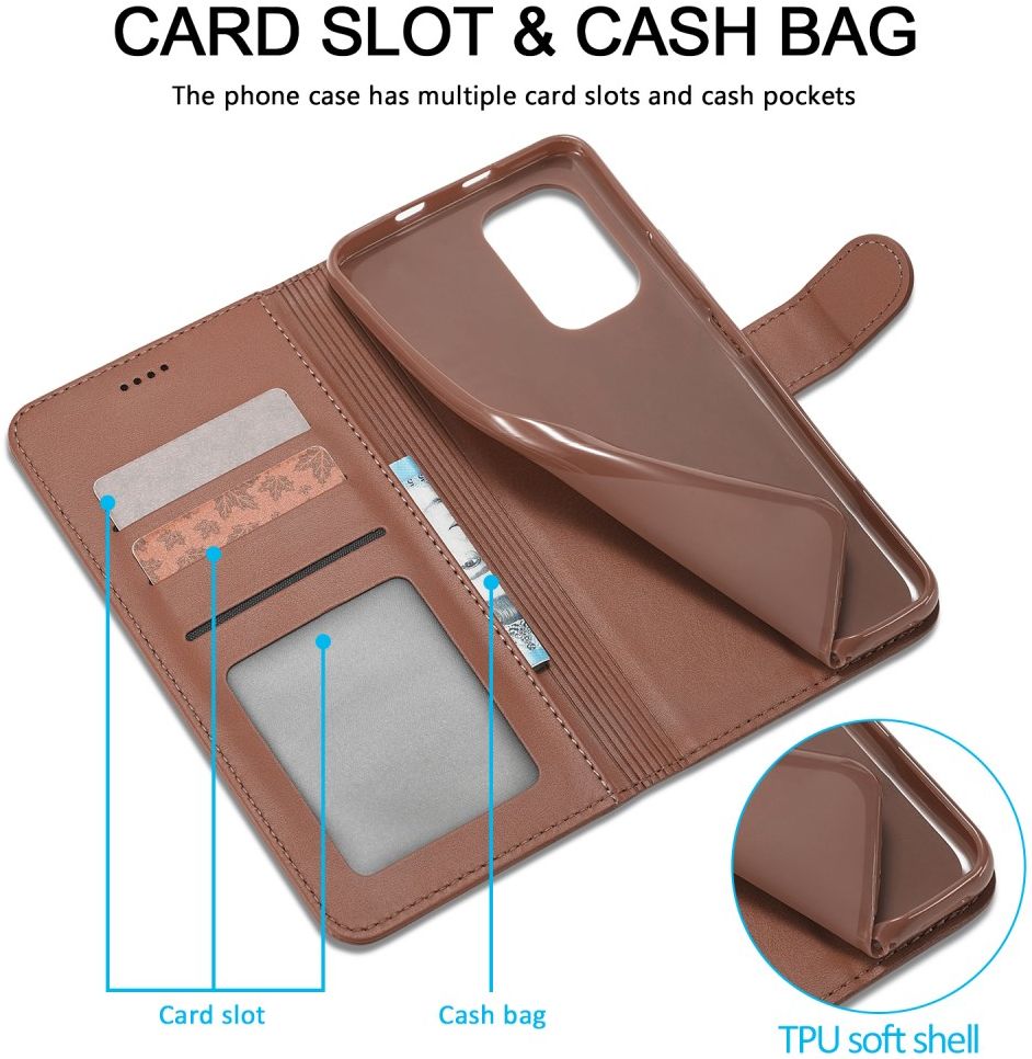 LC.IMEEKE Xiaomi Poco F3 / Mi 11i Hoesje Wallet Book Case Coffee afbeelding 7
