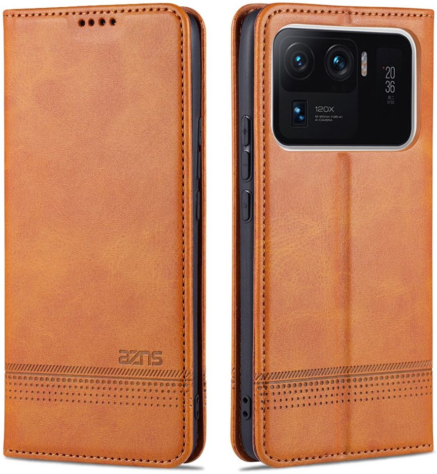 AZNS Xiaomi Mi 11 Ultra Hoesje Book Case Kunst Leer Lichtbruin afbeelding 4