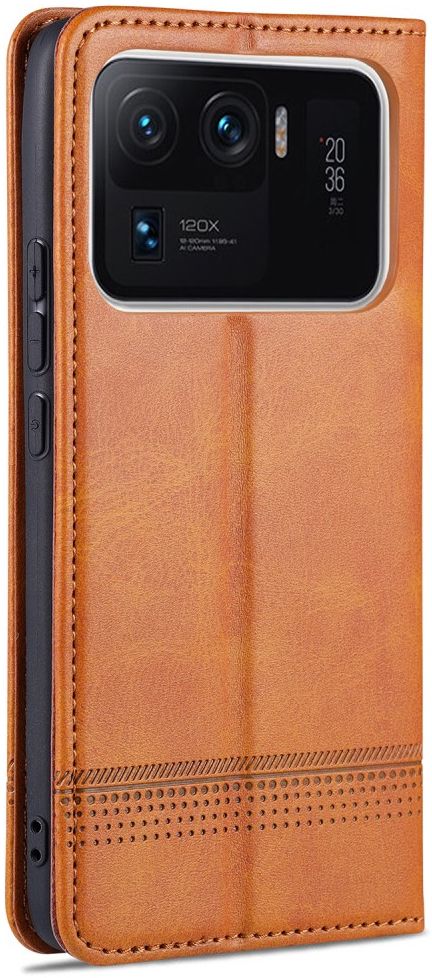 AZNS Xiaomi Mi 11 Ultra Hoesje Book Case Kunst Leer Lichtbruin afbeelding 2