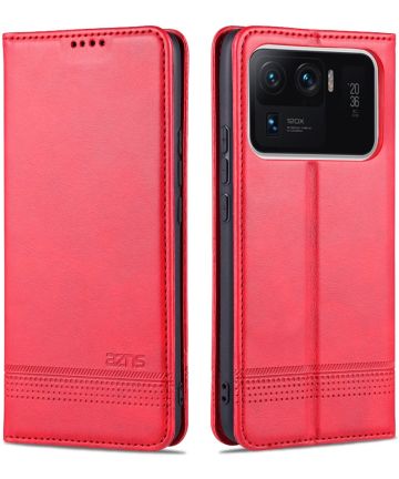AZNS Xiaomi Mi 11 Ultra Hoesje Portemonnee Book Case Kunstleer Rood Hoesjes