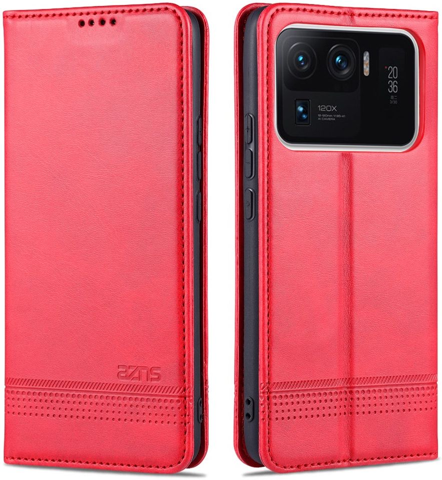 AZNS Xiaomi Mi 11 Ultra Hoesje Portemonnee Book Case Kunstleer Rood afbeelding 1