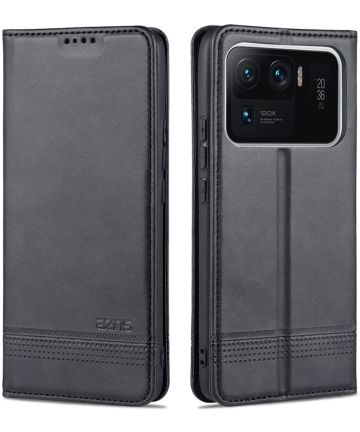 AZNS Xiaomi Mi 11 Ultra Hoesje Portemonnee Book Case Kunstleer Zwart Hoesjes