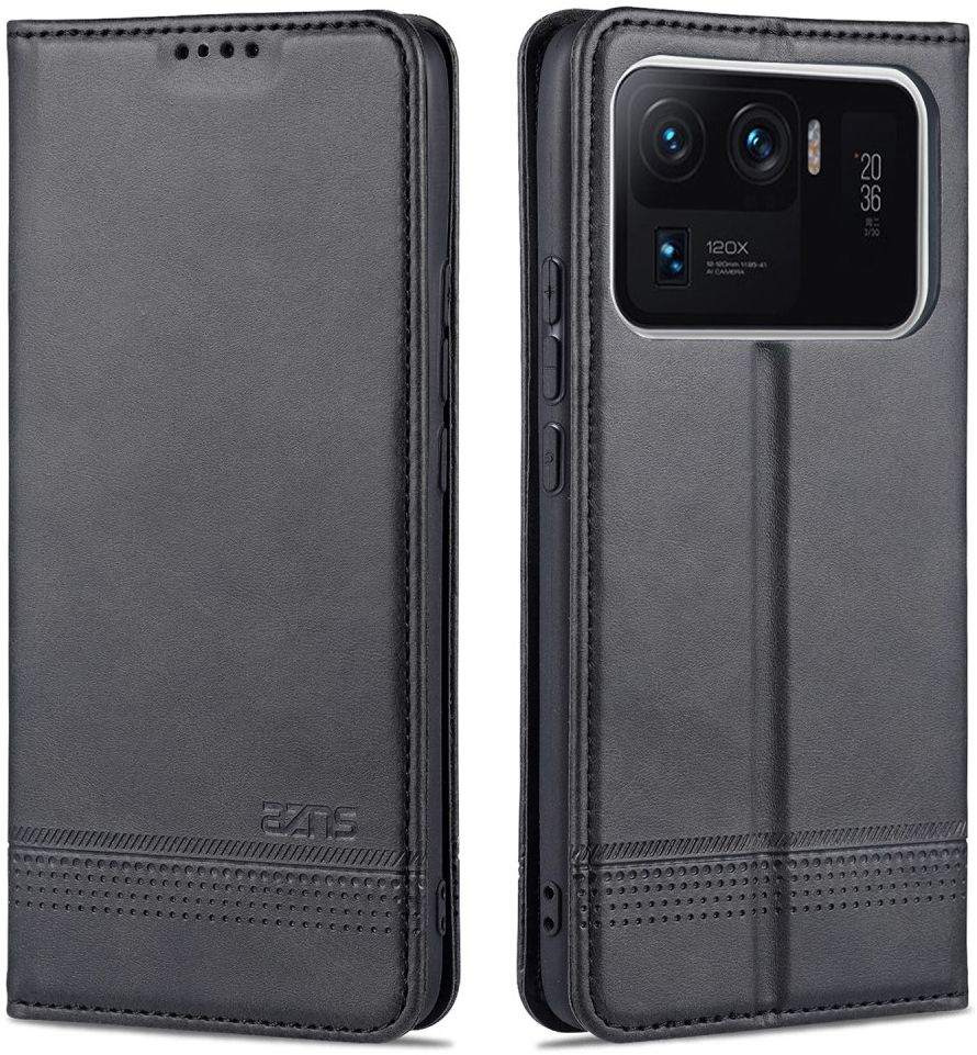 AZNS Xiaomi Mi 11 Ultra Hoesje Portemonnee Book Case Kunstleer Zwart afbeelding 1