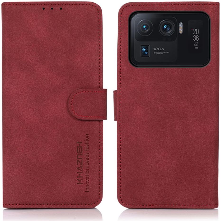 KHAZNEH Xiaomi Mi 11 Ultra Hoesje Retro Portemonnee Book Case Rood afbeelding 3
