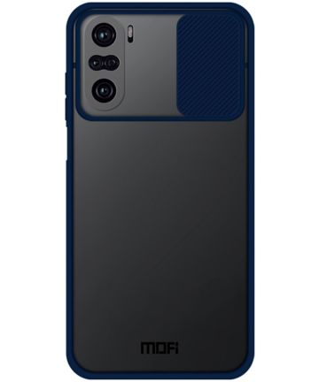 Xiaomi Poco F3 / Mi 11i Hoesje met Camera Slider Back Cover Blauw Hoesjes