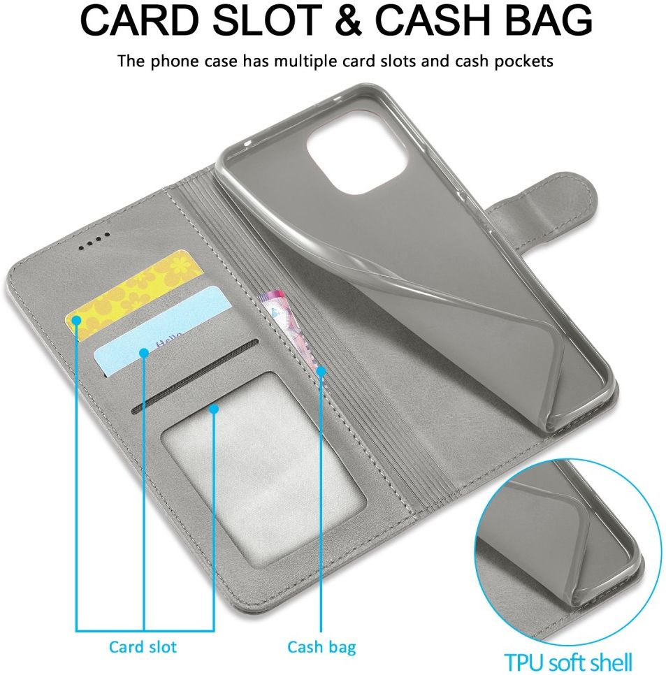 LC.IMEEKE Xiaomi Mi 11 Lite 4G/5G (NE) Hoesje Wallet Book Case Grijs afbeelding 9