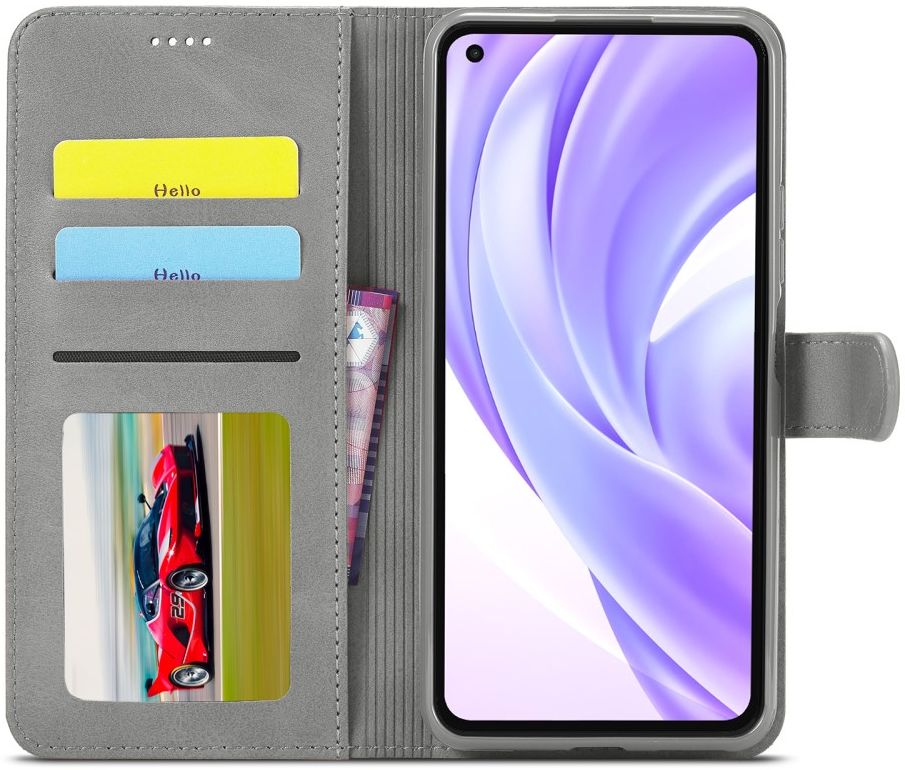 LC.IMEEKE Xiaomi Mi 11 Lite 4G/5G (NE) Hoesje Wallet Book Case Grijs afbeelding 1