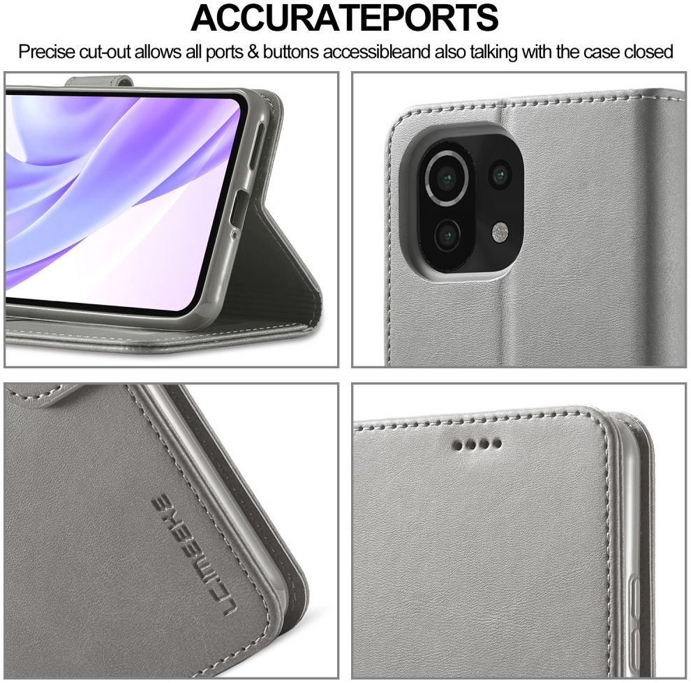 LC.IMEEKE Xiaomi Mi 11 Lite 4G/5G (NE) Hoesje Wallet Book Case Grijs afbeelding 6