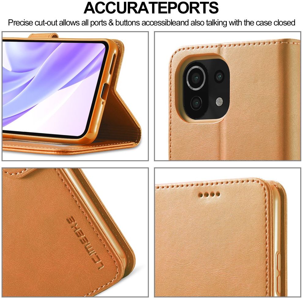 LC.IMEEKE Xiaomi Mi 11 Lite 4G/5G (NE) Hoesje Wallet Book Case Bruin afbeelding 6