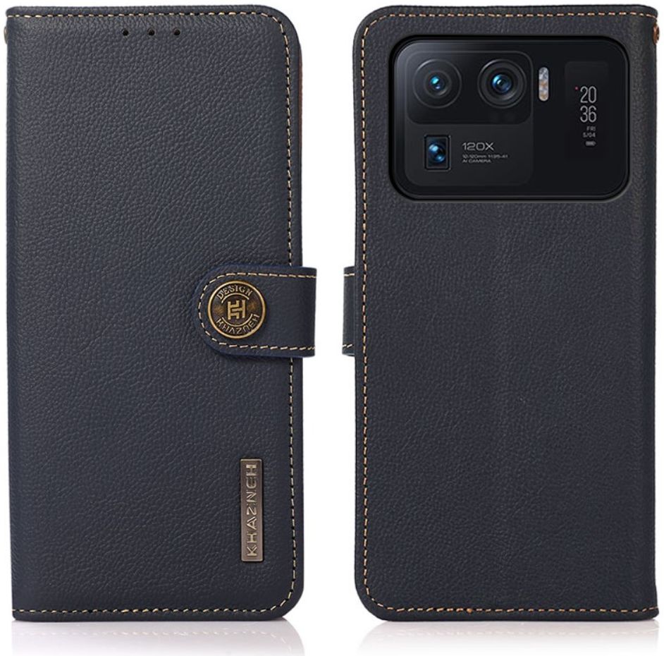 Xiaomi Mi 11 Ultra Hoesje RFID Portemonnee Book Case Echt Leer Blauw afbeelding 5