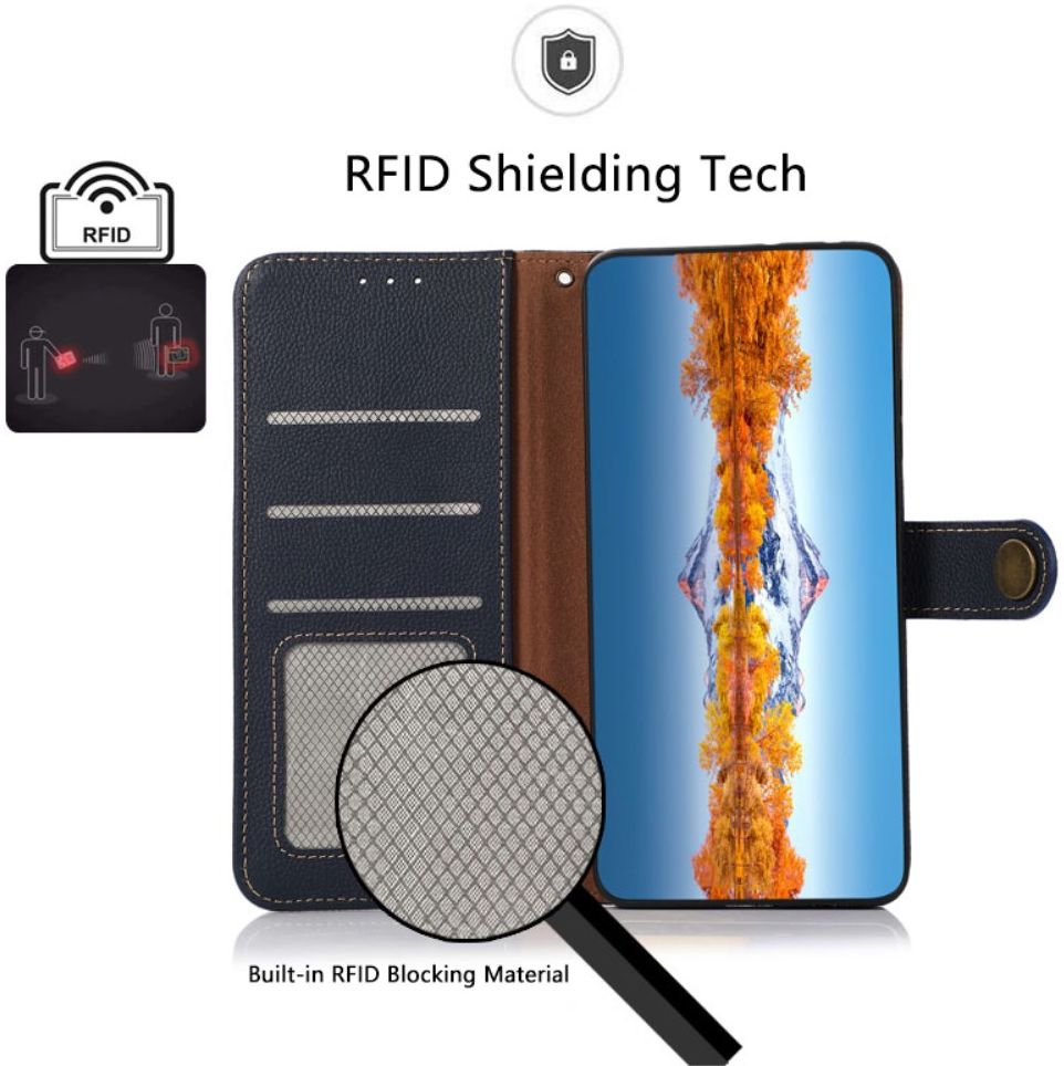 Xiaomi Mi 11 Ultra Hoesje RFID Portemonnee Book Case Echt Leer Blauw afbeelding 3