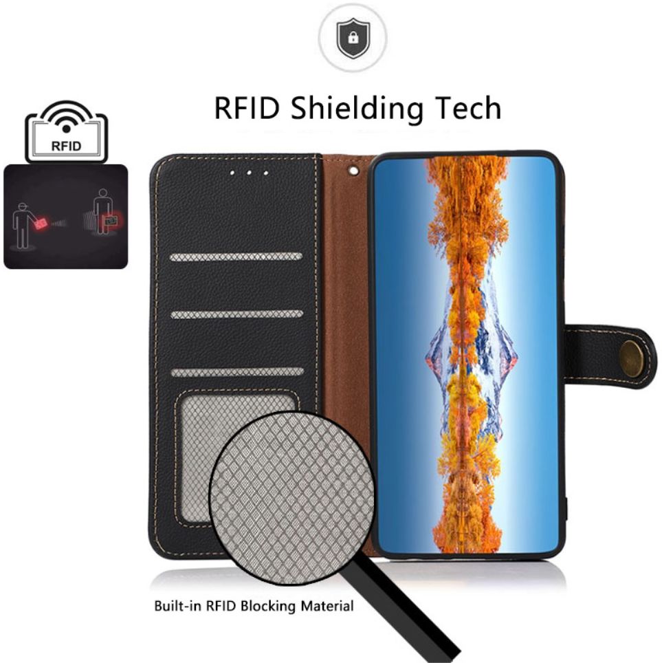Xiaomi Mi 11 Ultra Hoesje RFID Portemonnee Book Case Echt Leer Zwart afbeelding 3