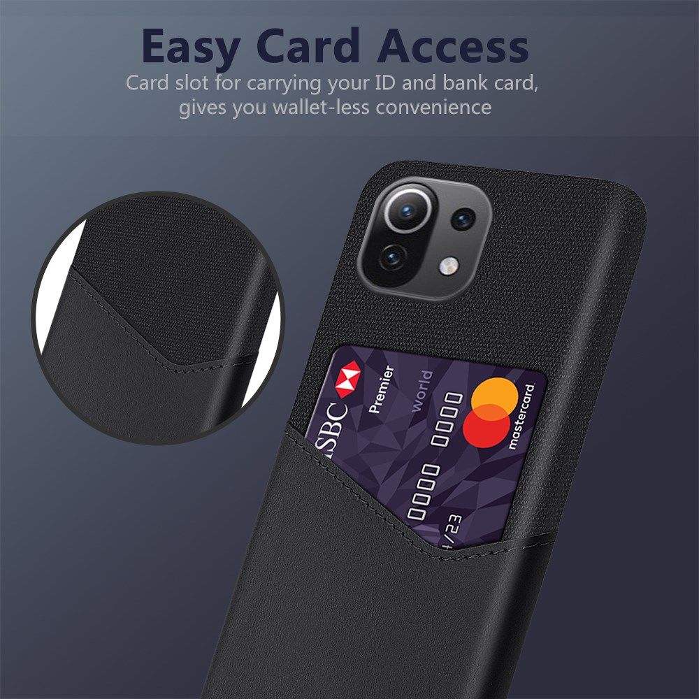 Xiaomi Mi 11 Lite Hoesje met Kaarthouder Back Cover Kunstleer Zwart afbeelding 2