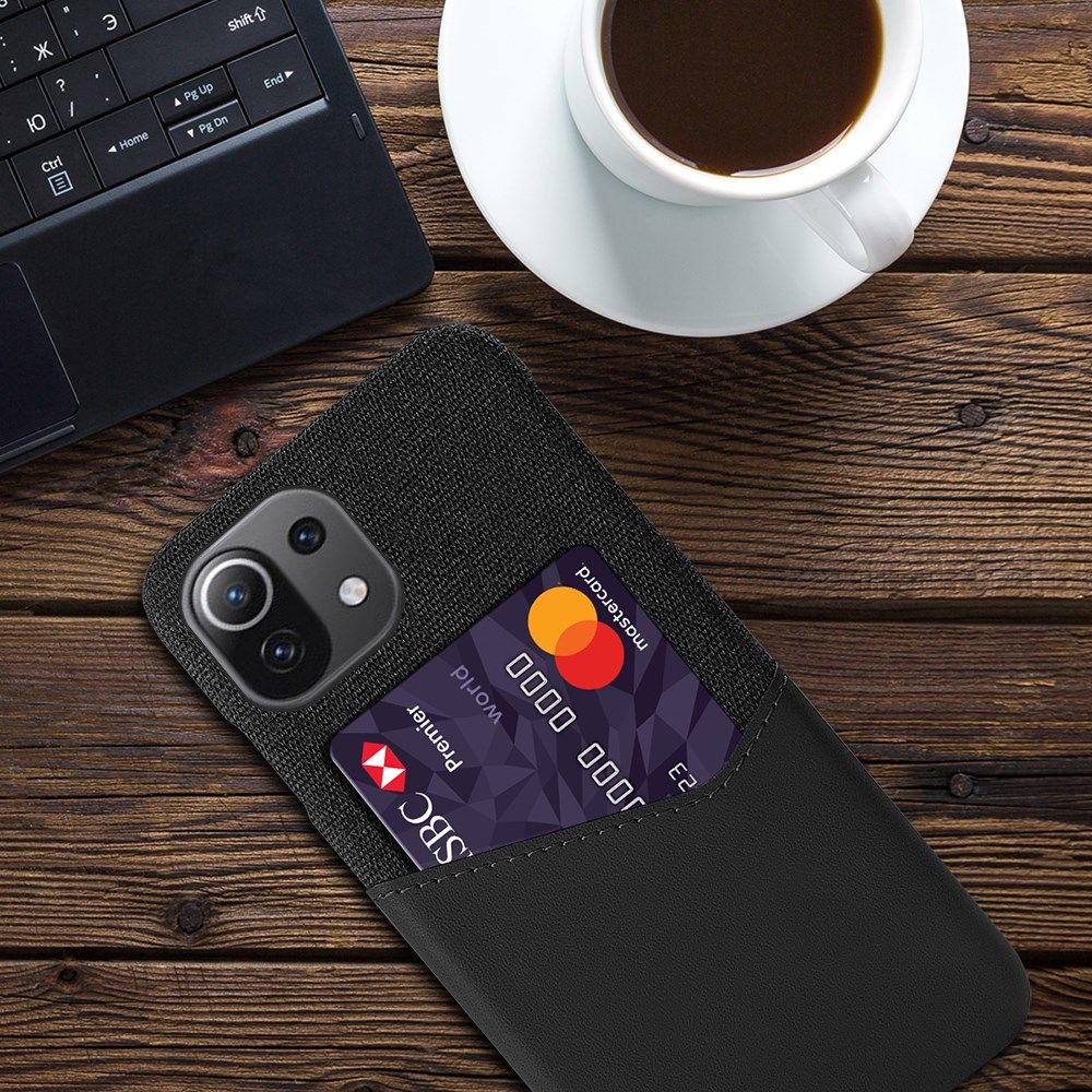 Xiaomi Mi 11 Lite Hoesje met Kaarthouder Back Cover Kunstleer Zwart afbeelding 4