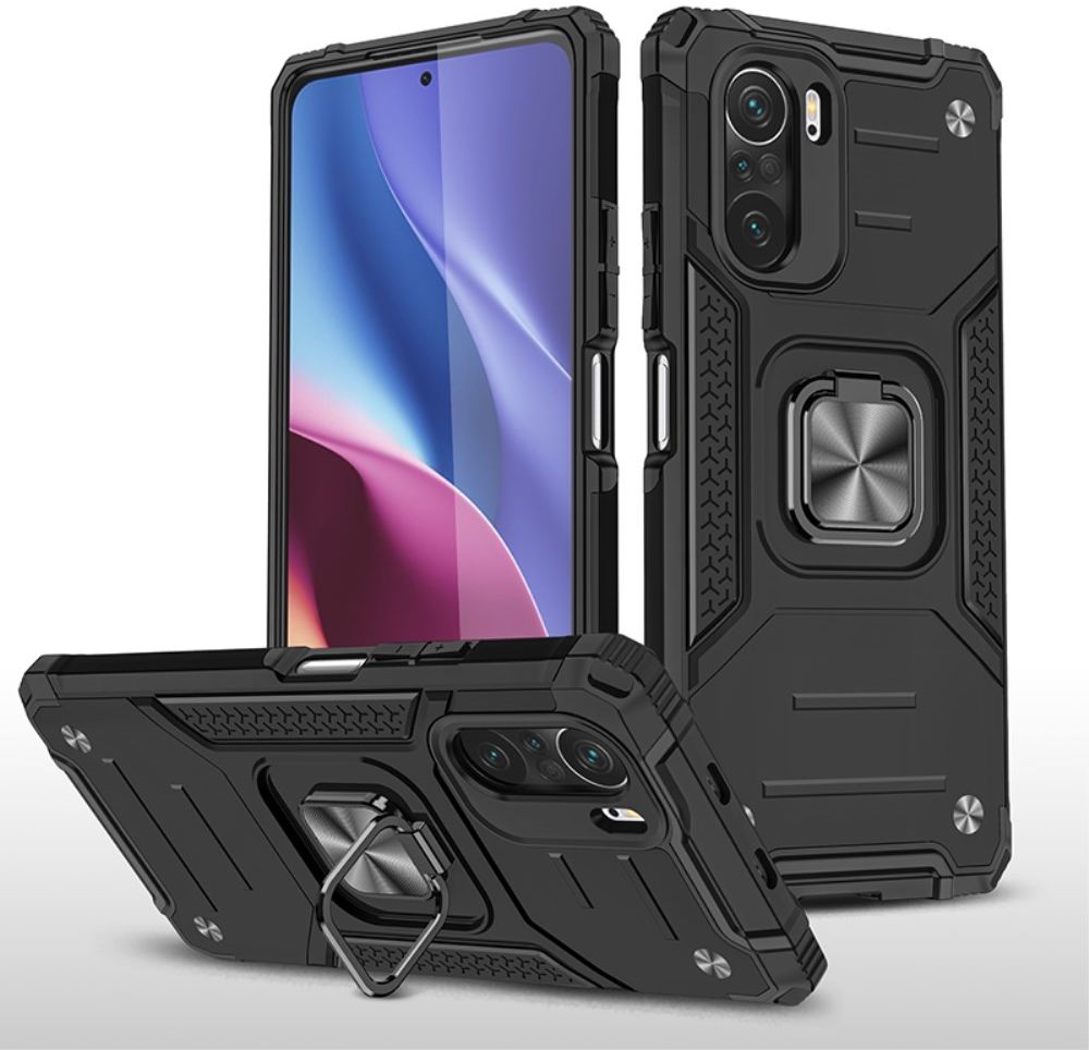 Xiaomi Mi 11i / Poco F3 Hoesje Magnetische Ring Kickstand Zwart afbeelding 1