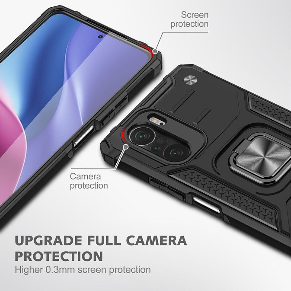 Xiaomi Mi 11i / Poco F3 Hoesje Magnetische Ring Kickstand Zwart afbeelding 2